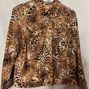 Ruby Rd. Cheetah Animal Print Bomber Jacket